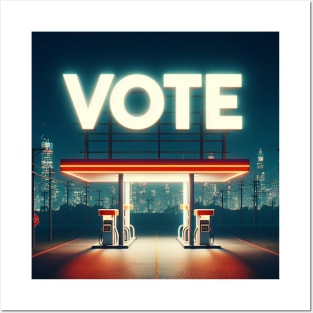 Vote Gas Station Funny Political Art Posters and Art